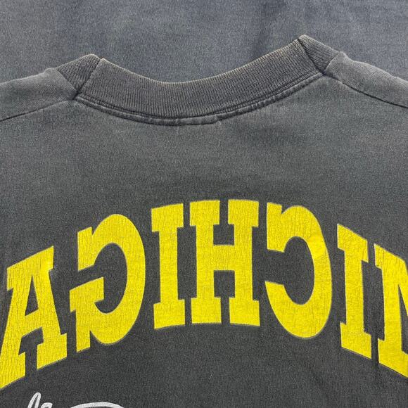 Vintage Flinstones Michigan 90s Football Fred & Barney Black Faded Shirt Large - Picture 5 of 8